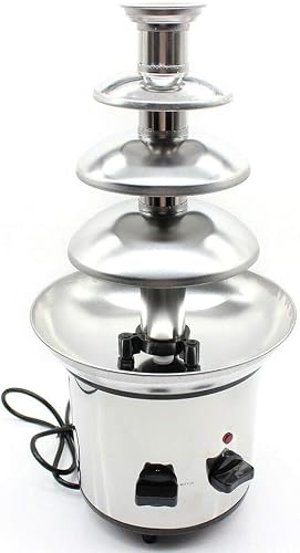 RibasuBB 4-stufiger Schokobrunnen 170W, 46cm Hoch mit Turm aus Rostfreiem Stahl, 1KG Gramm Kapazität, Retro-Look Toll für Kindergeburtstage und Hochzeiten
