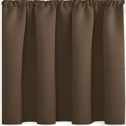 Verdunklungsvorhänge für Schienen 110 x 110 cm Weich Und Langlebig Schallschutz Vorhang Größe Und Farbe Wählbar, 1Er-Set für Schlafzimmer, Kinderzimmer, Braun