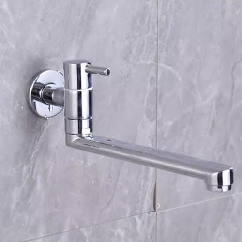 Wandmontage Kaltwasser Chrom Wasserhahn Schwenkbar Messing Wandarmatur Küche Kaltwasser-35Cm, PSFVHHQI, 20 Cm,