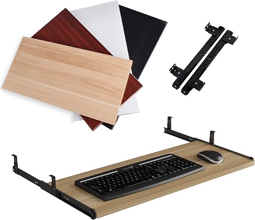 V3VOGUE Untertischmontage Tastaturschublade, Tastaturauszug, Ausziehbare Holz Tastaturablage, Tastatur-Maus Halterung, Ergonomische, Körperhaltung Verbessern, for Tipper Und Gamer