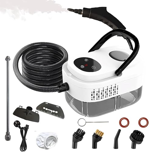 Tragbarer Dampfreiniger, 2500W 3.0BAR Dampfreiniger Handgerät, Handdampfreiniger mit 3 Bürstenköpfen, Mehrzweck Dampfreiniger mit 1000ML Großem Wassertank, Steam Cleaner für Küchenmöbel Badezimmer