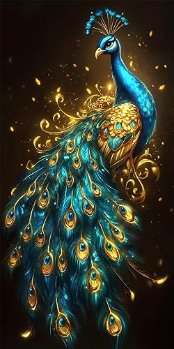 Diamond Painting Erwachsene Pfau, Diamond Painting XXL Tier DIY Eckige Steine Full Drill Anfänger Diamant Mosaikherstellung Bastelset, Kreativ Set für Erwachsene Home Wand Dekor 60x120cm, Model760
