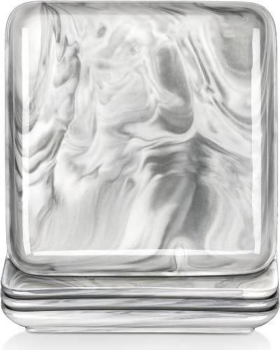 MALACASA, Serie Ivy, 8 teilig Set Marmor Porzellan Speiseteller Flachteller Essteller 25,8 X 25,8 X 3 cm für 4 Personen