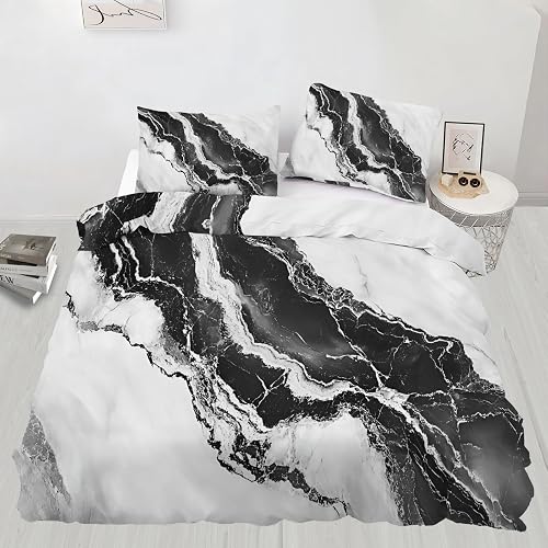 HYGIUID Winterwald-Bettwäsche-Set, Kingsize-Holzhaus, Bettbezug mit 2 Kissenbezügen, schneebedeckte Berge, weich, leicht, pflegeleicht, für Gästezimmer für Erwachsene (220 x 230 cm)