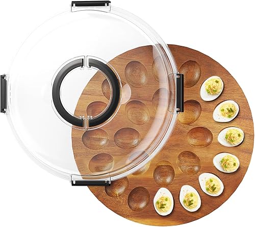 Xijobido Trays Für Gefüllte Eier - 24-Fach Servierplatte Mit Deckel | Eierservierplatte | Für Party Haushalt Küche Buffet Vorspeise Theke Tisch Bewirtung Festtag Thanksgiving Ostern Abendessen