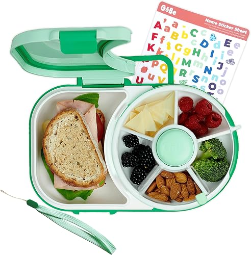 GoBe Kinder-Lunchbox – wiederverwendbarer Snackbehälter mit 5 Fächern und Deckel | BPA- und PVC-frei | spülmaschinenfest | kein Verschütten, auslaufsicher