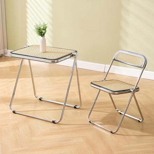 chairus Essgruppe Klappbar Rattan Klapptisch mit Klappstuhl Esszimmer 2 Möbel Set Klappbare Balkonset Sitzgruppe Klappbar für Wohnzimmer